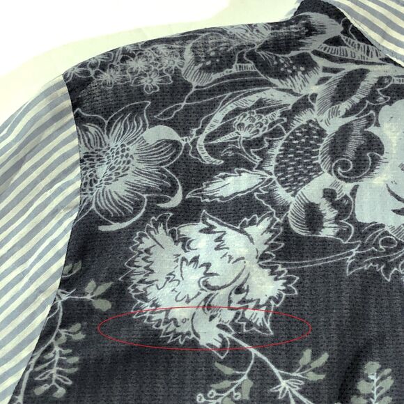 Free People Party in The Back Striped Sheer Floral Shirt Blouse Top Button Sz M - Picture 10 of 10